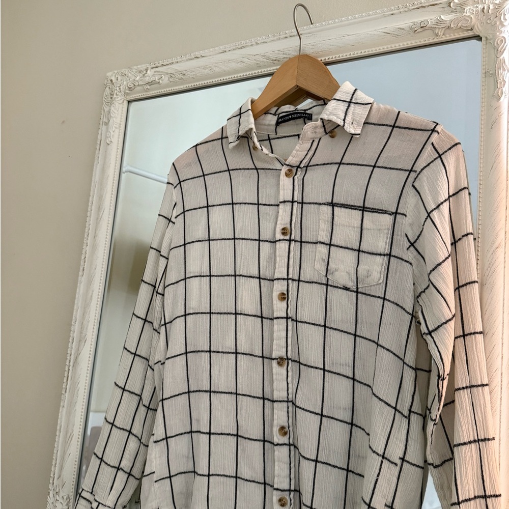 Brandy Melville White & Black Checkered Shirt